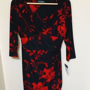 RALPH LAUREN (New with Tags) COCKTAIL FAUX WRAP V NECK DRESS